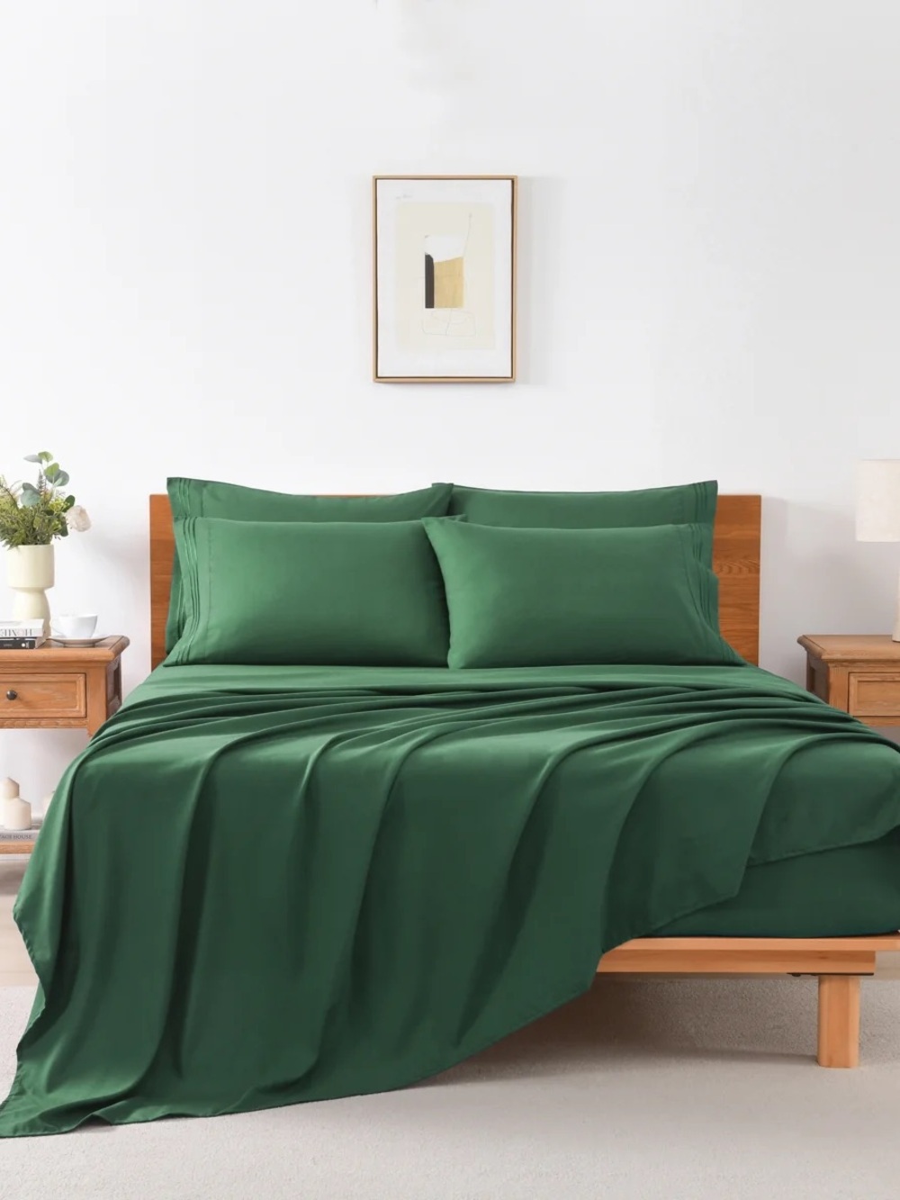 6 PIECE SOFT SOLID EMBROIDERED BED SHEET SET